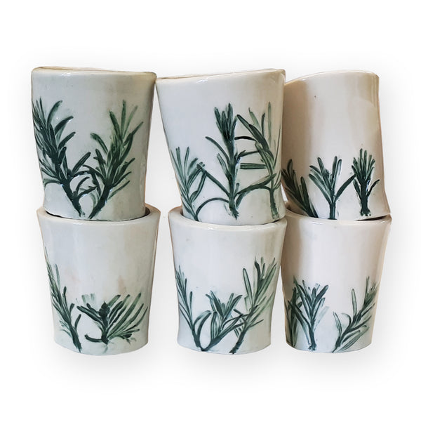Bicchierini con impressione botanica di rosmarino