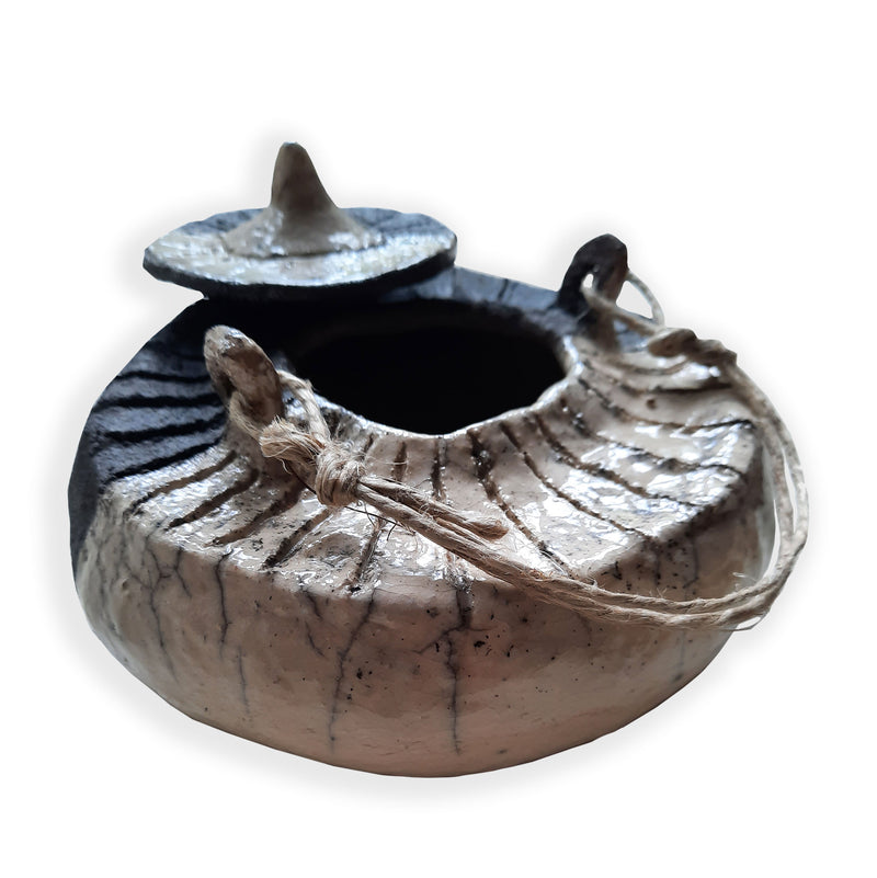 Teiera raku bicolore